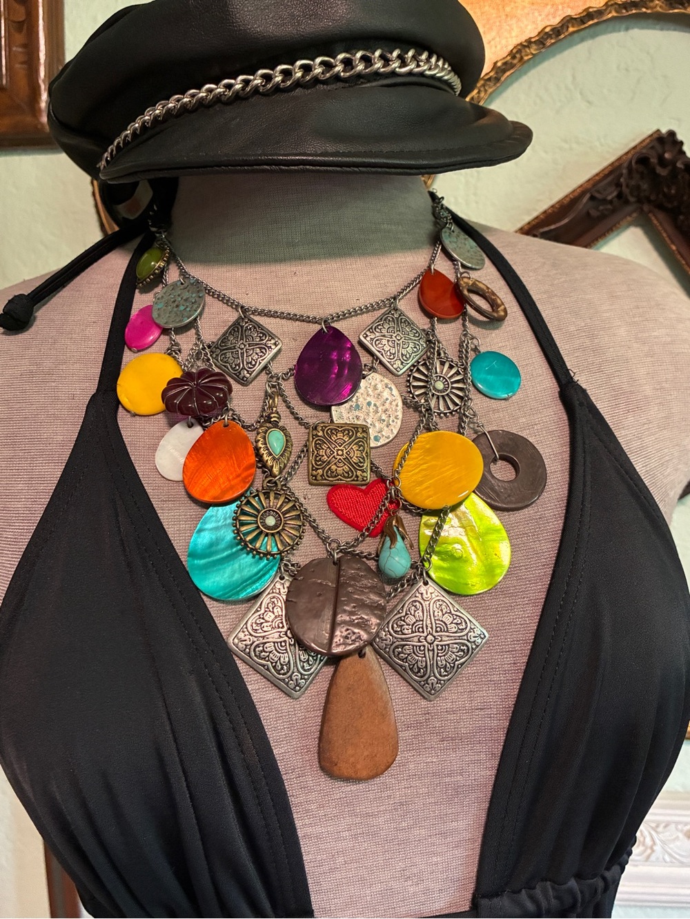 Vintage 90s Maximalist Charm Necklace